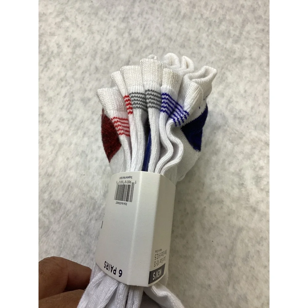 K-Swiss Mens Low Cut Athletic Socks 6 Pair Pack‎ White Blue Grey Maroon KS5M9207